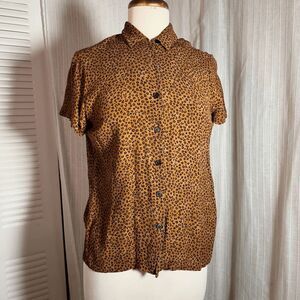 Jones New York  Blouse Size S Vintage 90's Leopard Mob Wife Energy Top